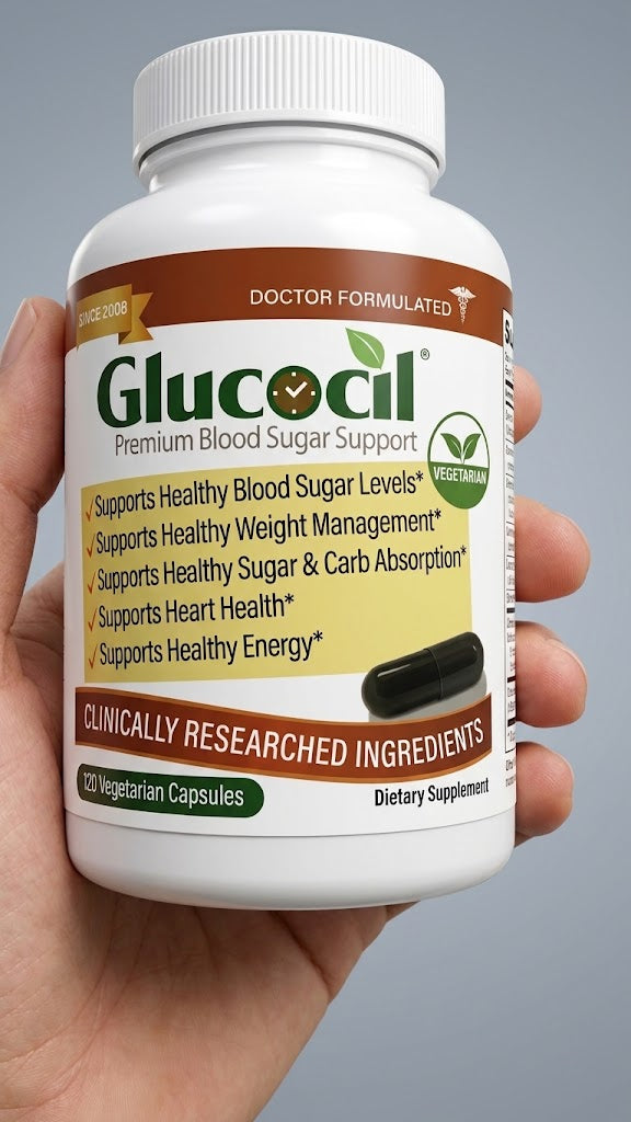 GlucoCil Premium Blood Sugar Support Dietary Supplement 120 Vegetarian Capsules