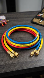 3-Pack HVAC Refrigerant Charging Hoses Red Blue Yellow 1/4" SAE 600 PSI 3000 PSI