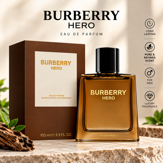 Burberry Hero Eau de Parfum for Men 3.3 oz / 100 ml Natural Spray – Premium Long-Lasting Luxury Fragrance