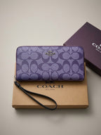 COACH Signature Long Zip Around Wallet Purple C Monogram Wristlet New
