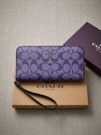 COACH Signature Long Zip Around Wallet Purple C Monogram Wristlet New