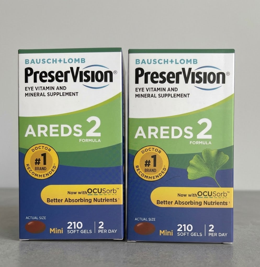 Bausch + Lomb PreserVision AREDS 2 Eye Vitamin & Mineral Supplement, 210 Mini Soft Gels, 2 Per Day