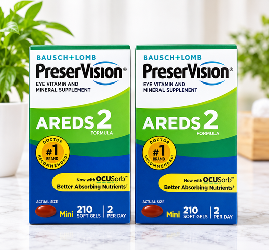 Bausch + Lomb PreserVision AREDS 2 Eye Vitamin & Mineral Supplement, 210 Mini Soft Gels, 2 Per Day
