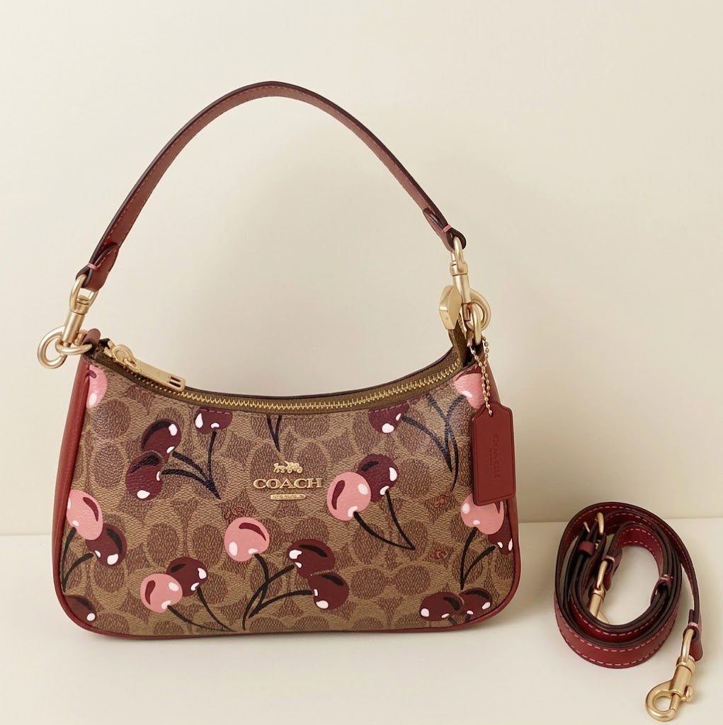 COACH Teri Shoulder Signature Canvas Cherry Print CY694 Outlet New