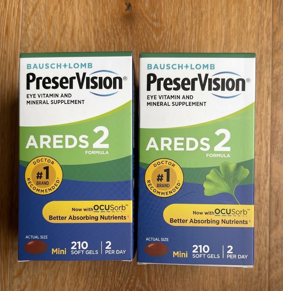 Bausch + Lomb PreserVision AREDS 2 Eye Vitamin & Mineral Supplement, 210 Mini Soft Gels, 2 Per Day