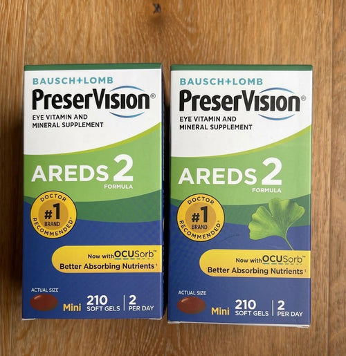 Bausch + Lomb PreserVision AREDS 2 Eye Vitamin & Mineral Supplement, 210 Mini Soft Gels, 2 Per Day