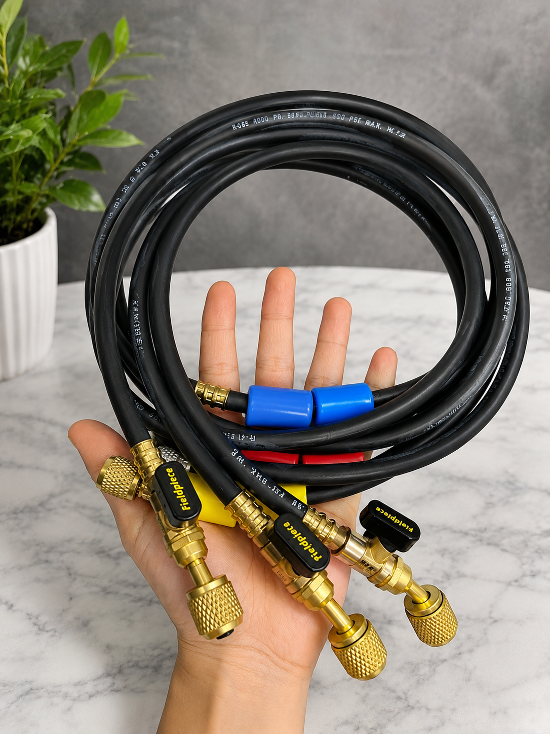 Fieldpiece R-410A Charging Hose Set 3 Pack 1/4" HVAC Refrigerant Hoses 4000 PSI