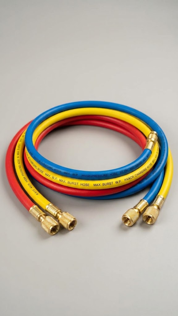3-Pack HVAC Refrigerant Charging Hoses Red Blue Yellow 1/4" SAE 600 PSI 3000 PSI