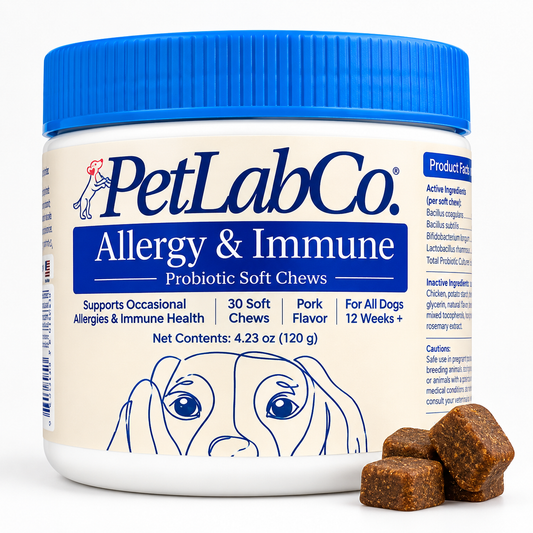 PetLab Co. Allergy & Immune Probiotic Soft Chews for Dogs – 30 Chews, 120g, Pork Flavor