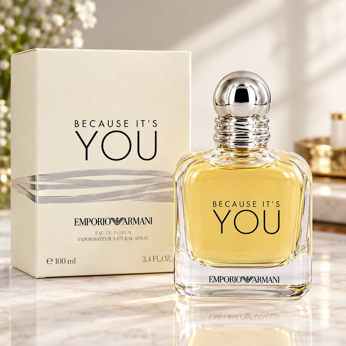 Emporio Armani Because It’s You Eau de Parfum for Women 3.4 oz / 100 ml – Luxury Long-Lasting Fragrance Spray