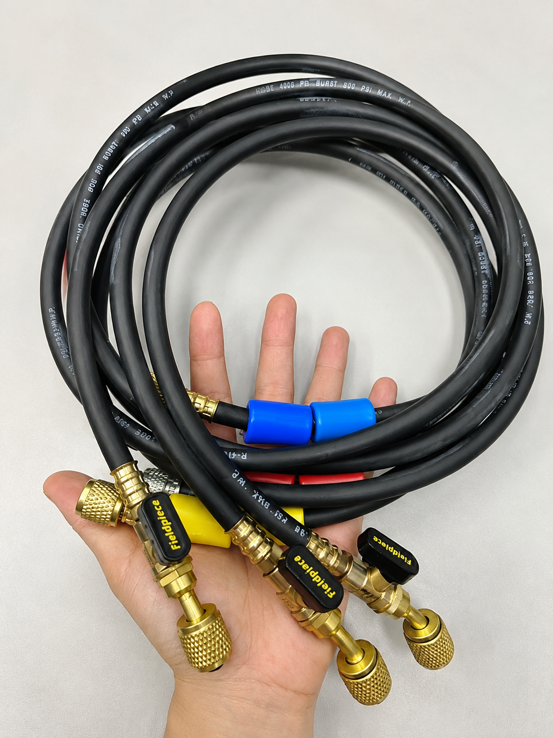 Fieldpiece R-410A Charging Hose Set 3 Pack 1/4" HVAC Refrigerant Hoses 4000 PSI