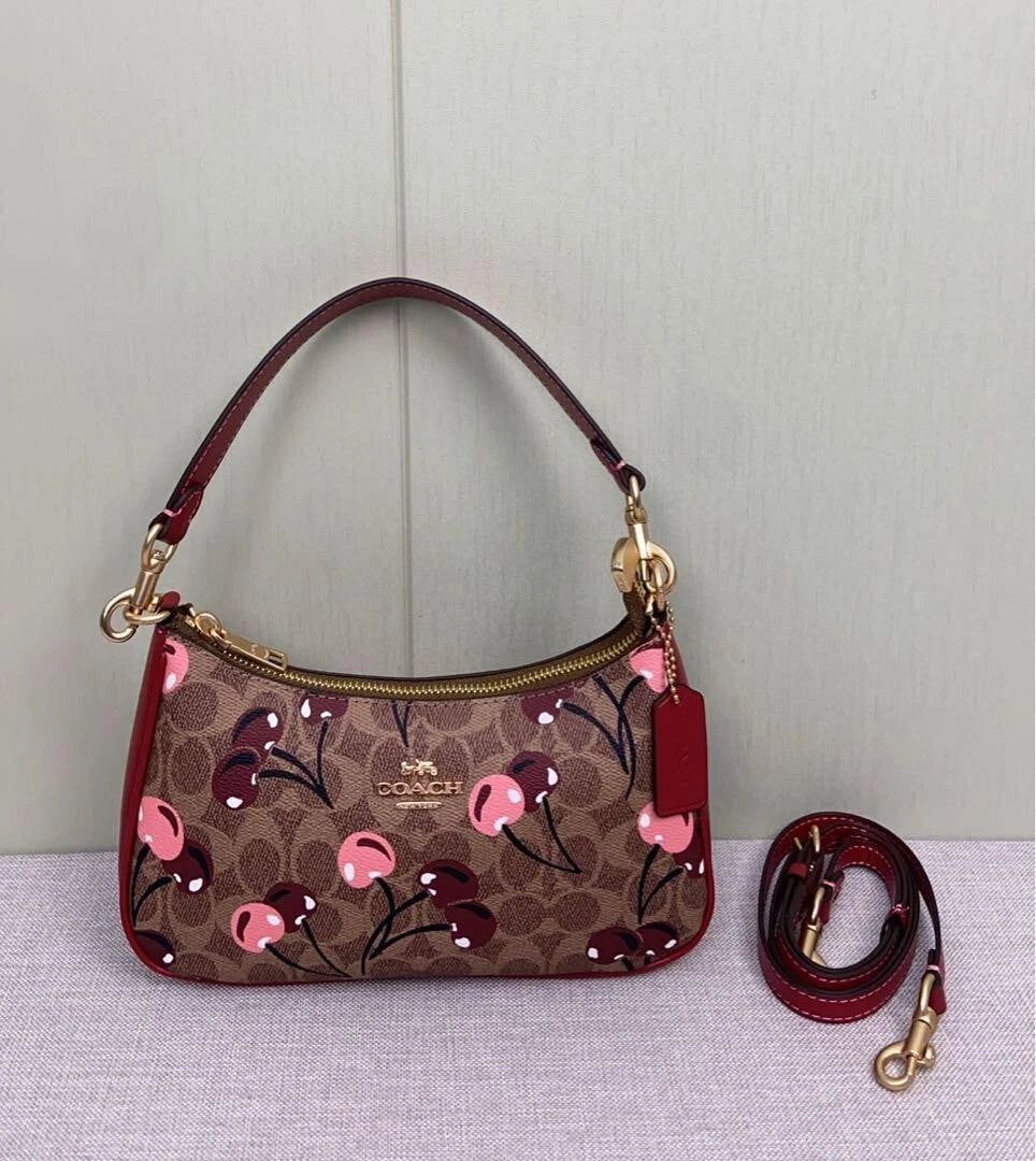 COACH Teri Shoulder Signature Canvas Cherry Print CY694 Outlet New