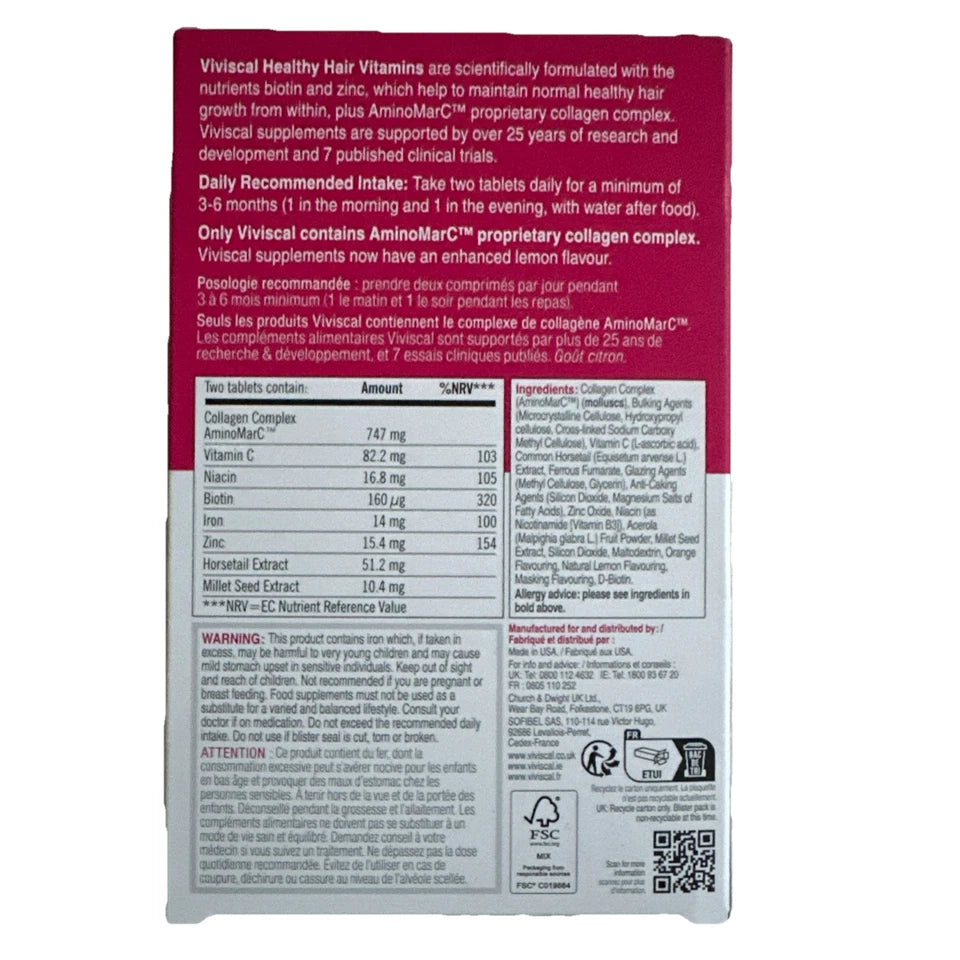 Viviscal Hair Growth Supplement for Women, 60 Tablets, with Biotin, Zinc & Ma..