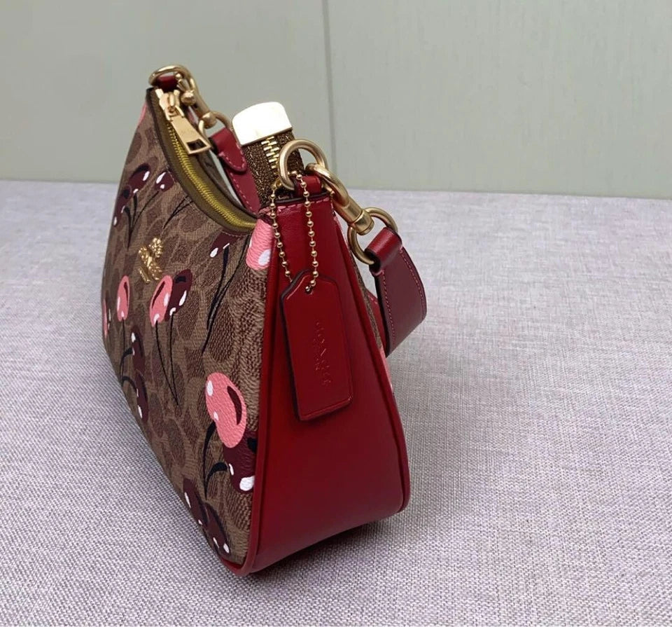 COACH Teri Shoulder Signature Canvas Cherry Print CY694 Outlet New