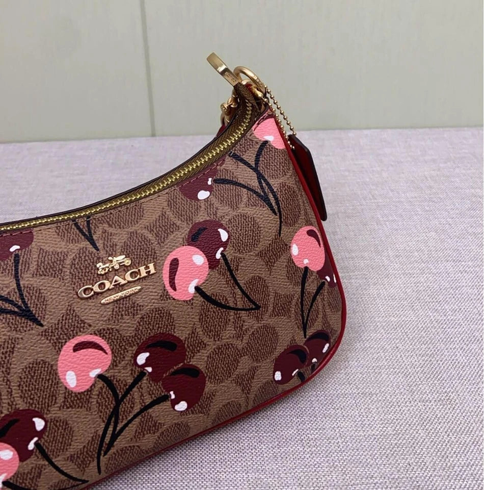 COACH Teri Shoulder Signature Canvas Cherry Print CY694 Outlet New